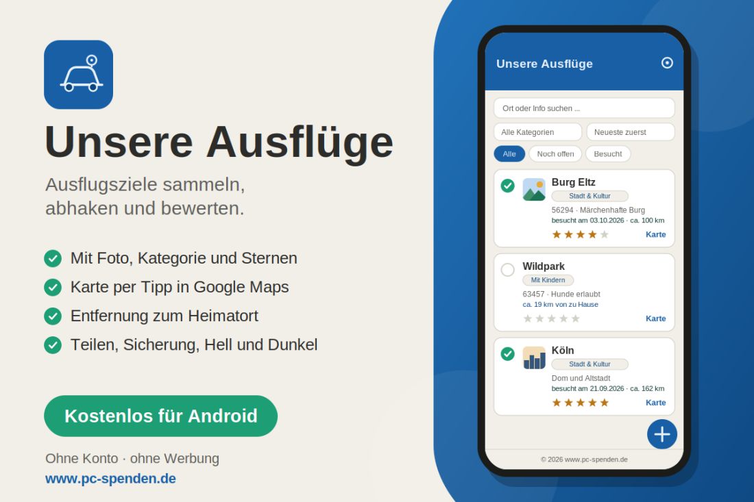 Unsere Ausflüge – App für Android
